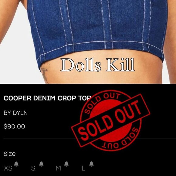 By.DYLN Denim Tube Top – Dark Blue Smocked Strapless Crop w/ Zipper | Deadstock - Picture 13 of 14